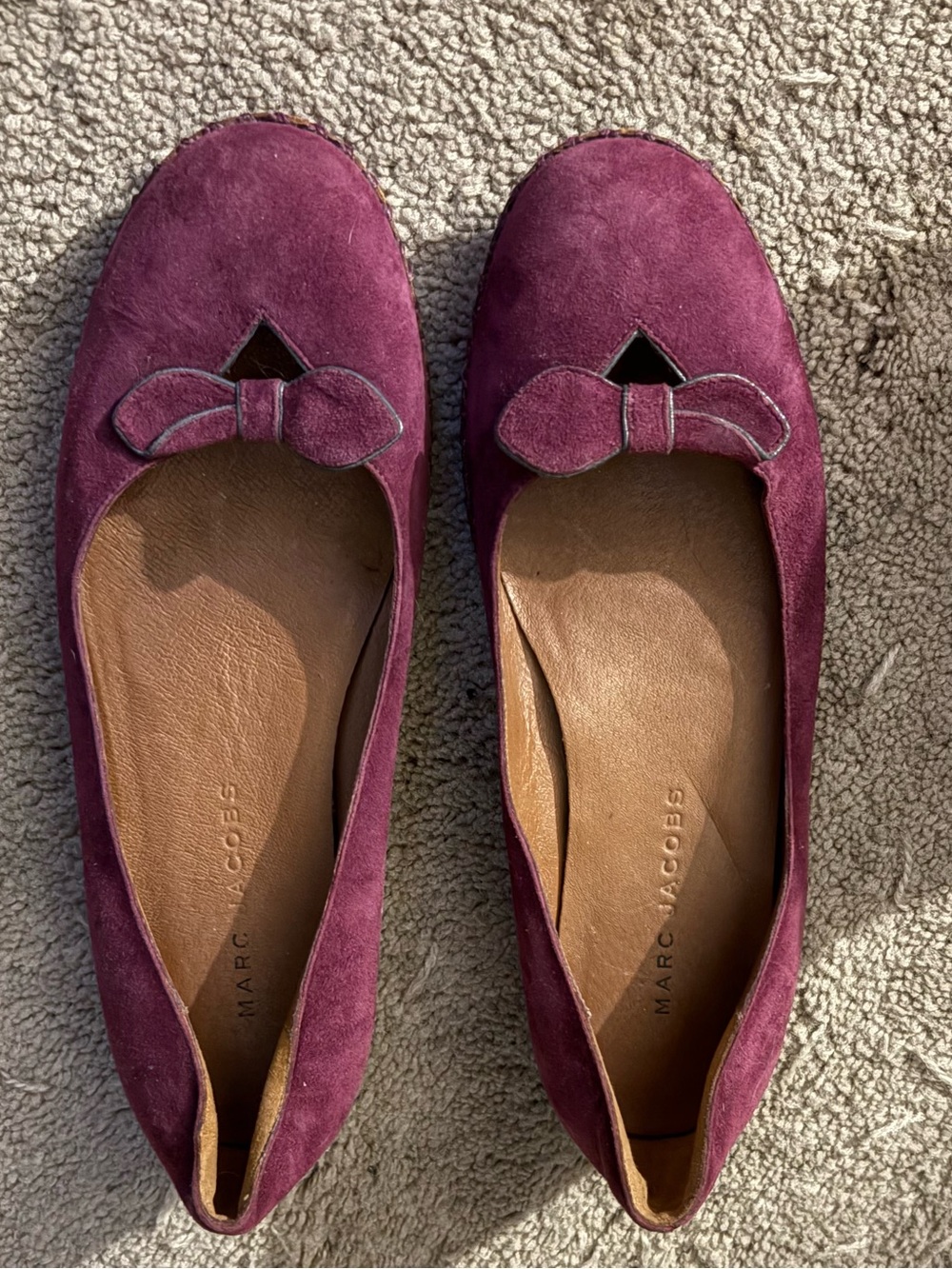 Marc Jacobs Suede Bow Ballet Flats in Plum